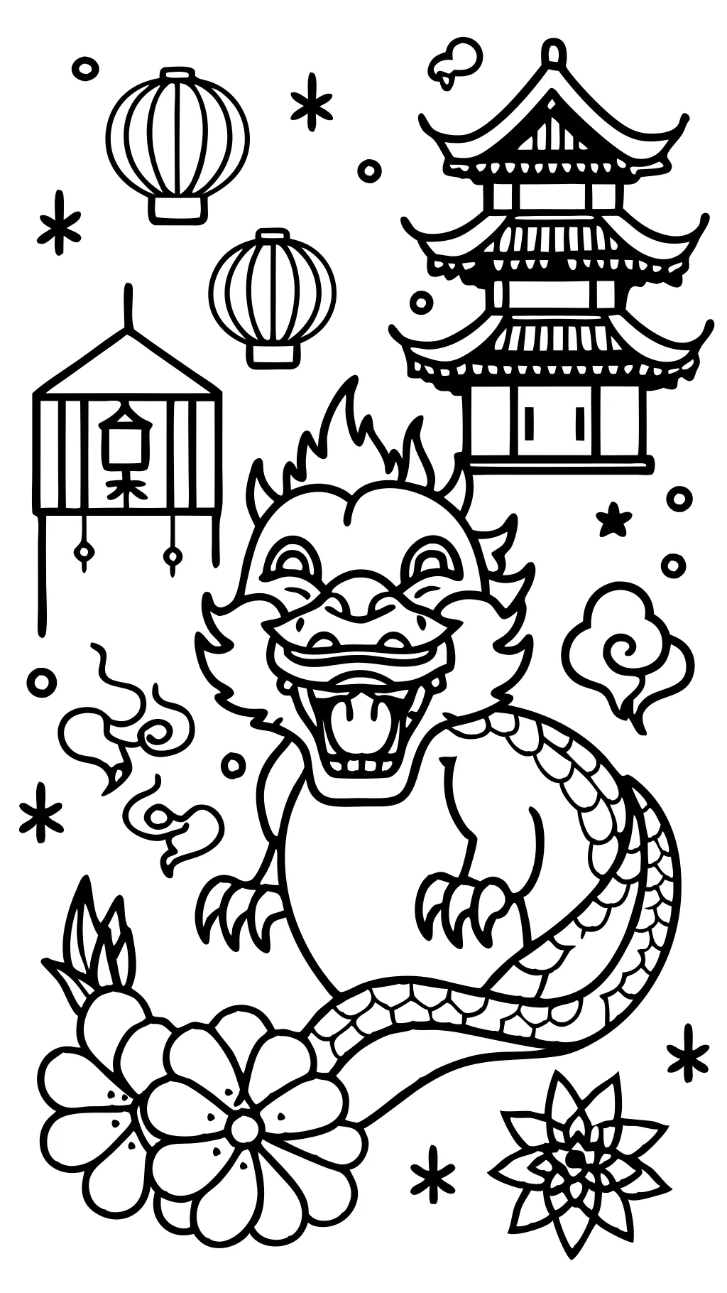 coloriage de dragon du Nouvel An chinois